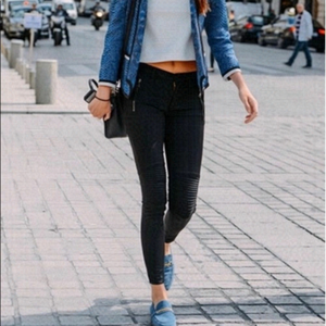 MADEWELL-COATED Skinny Moto Ribbed Knee Jeans